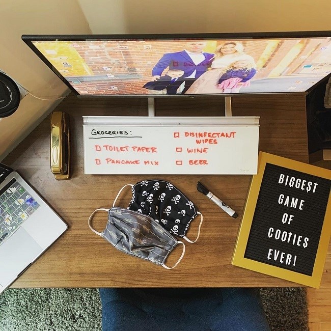 Glass Computer Pad on Desk with Computer